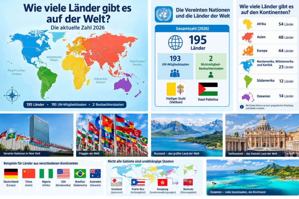 Wie viele Länder gibt es auf der Welt? Die aktuelle Zahl 2026 Wie viele Länder gibt es auf der Welt 2026